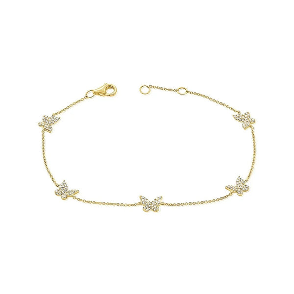 5 Diamond Butterfly Station Bracelet - 1